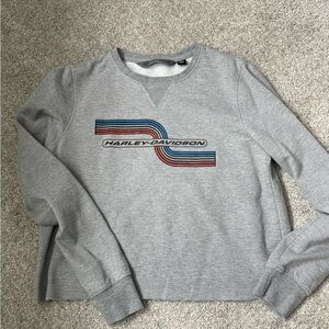 Harley-Davidson Women's Gray Crop Crewneck Sweatshirt